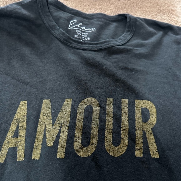 Elan Black Long Sleeve Shirt with Gold 'Amour' Print S - Picture 2 of 3
